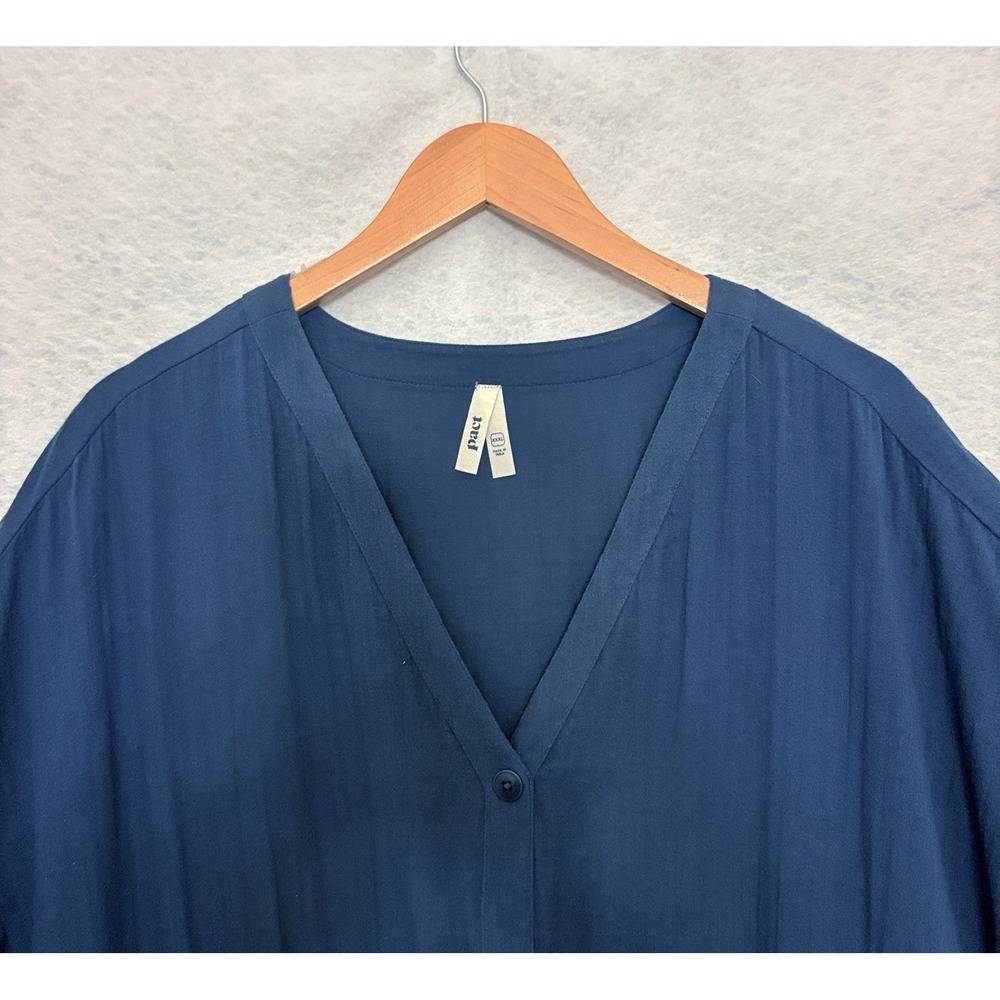 Pact Women's Coastal Double Gauze Shirt Dress Size XXXL Navy Beach Coastal 3X - Picture 4 of 9